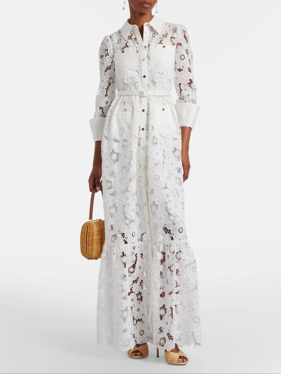 Self-Portrait Dresses & Skirts - Self-Portrait Belted guipure lace shirt dress